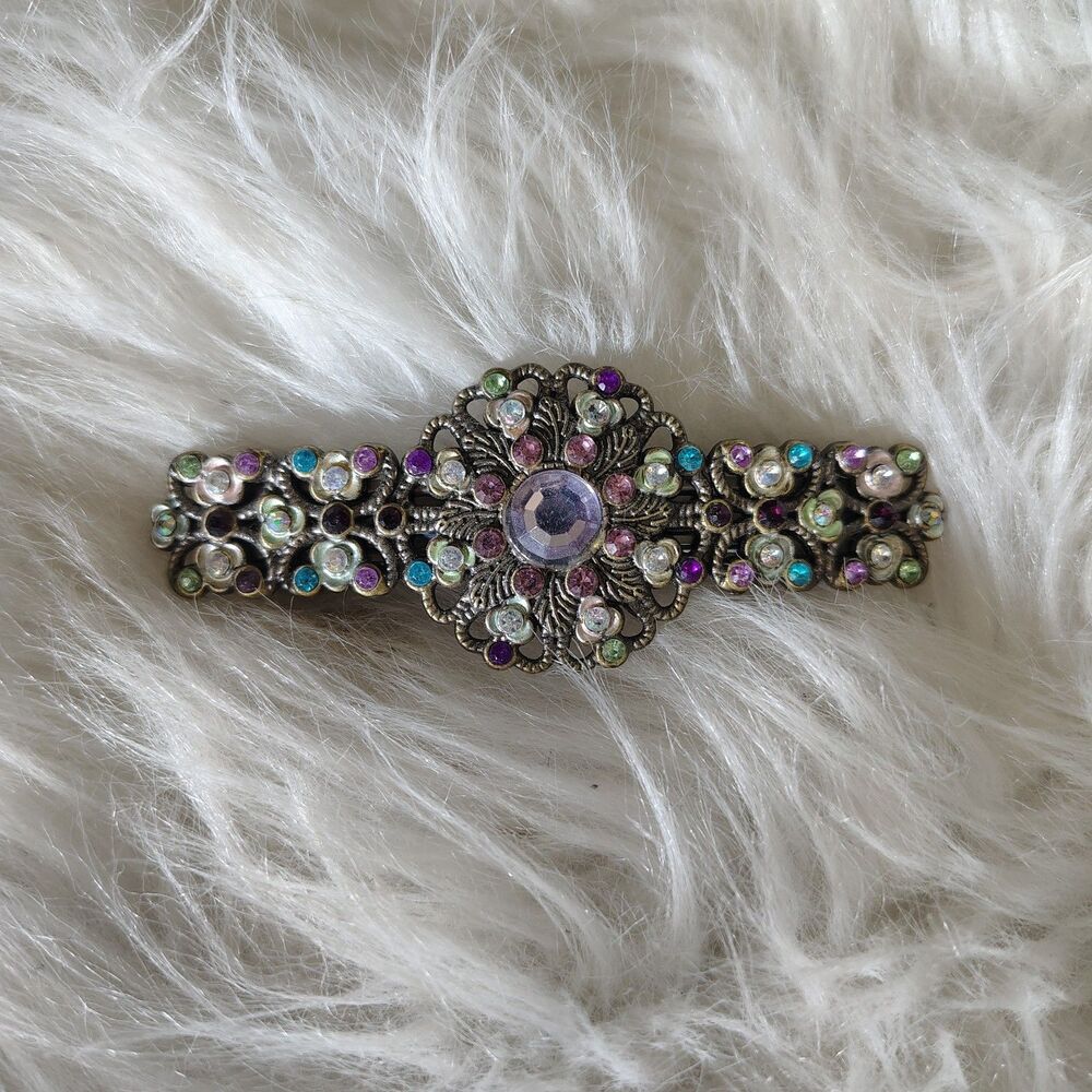 Whimsy Fairycore VTG Ornate Bling Filigree Antique Style Barrette